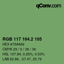 カラーコード: RGB 117 164.2 105 | qconv.com