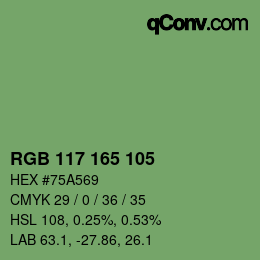 Farbcode: RGB 117 165 105 | qconv.com