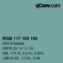 カラーコード: RGB 117 165 160 | qconv.com