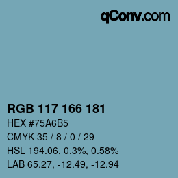 颜色代码: RGB 117 166 181 | qconv.com
