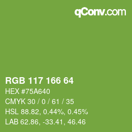 Farbcode: RGB 117 166 64 | qconv.com