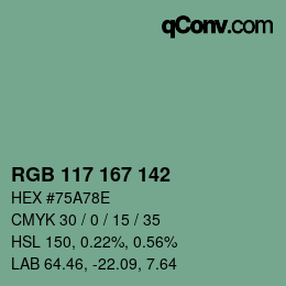Color code: RGB 117 167 142 | qconv.com