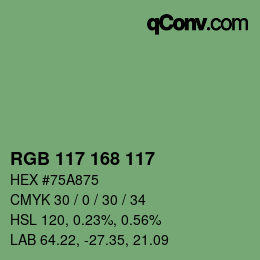 Color code: RGB 117 168 117 | qconv.com