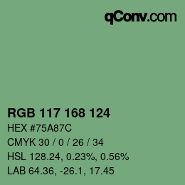 Color code: RGB 117 168 124 | qconv.com