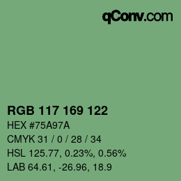 颜色代码: RGB 117 169 122 | qconv.com