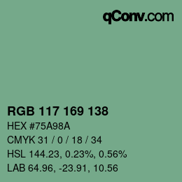 颜色代码: RGB 117 169 138 | qconv.com