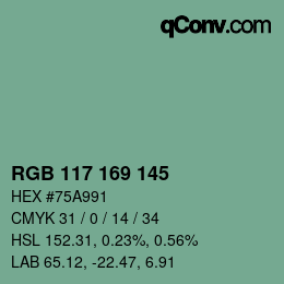 颜色代码: RGB 117 169 145 | qconv.com