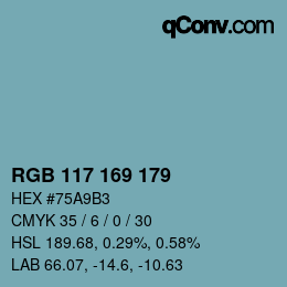 Farbcode: RGB 117 169 179 | qconv.com
