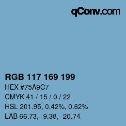 Color code: RGB 117 169 199 | qconv.com