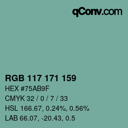 Color code: RGB 117 171 159 | qconv.com