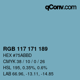 Color code: RGB 117 171 189 | qconv.com