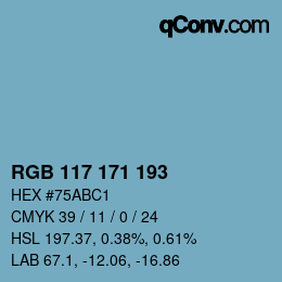 颜色代码: RGB 117 171 193 | qconv.com