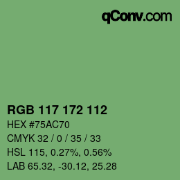 Color code: RGB 117 172 112 | qconv.com