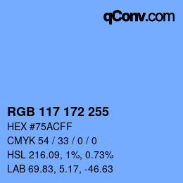 Color code: RGB 117 172 255 | qconv.com