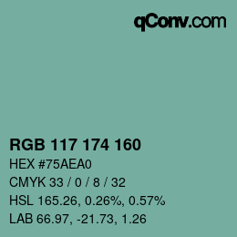 Color code: RGB 117 174 160 | qconv.com