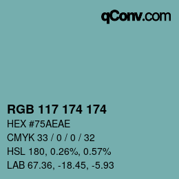 Color code: RGB 117 174 174 | qconv.com
