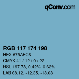カラーコード: RGB 117 174 198 | qconv.com
