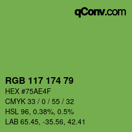 カラーコード: RGB 117 174 79 | qconv.com