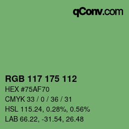 Color code: RGB 117 175 112 | qconv.com