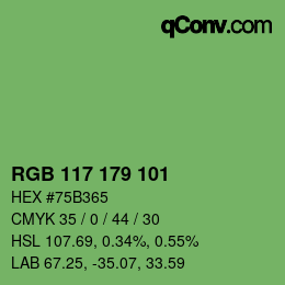 Color code: RGB 117 179 101 | qconv.com