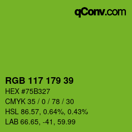 Color code: RGB 117 179 39 | qconv.com