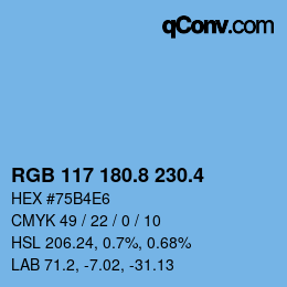 カラーコード: RGB 117 180.8 230.4 | qconv.com