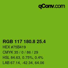 カラーコード: RGB 117 180.8 25.4 | qconv.com