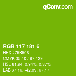 Color code: RGB 117 181 6 | qconv.com
