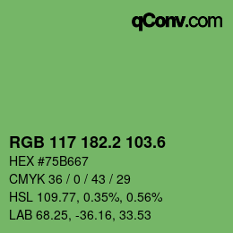カラーコード: RGB 117 182.2 103.6 | qconv.com