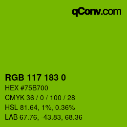 Color code: RGB 117 183 0 | qconv.com