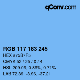 Color code: RGB 117 183 245 | qconv.com