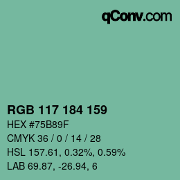 Color code: RGB 117 184 159 | qconv.com