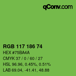 カラーコード: RGB 117 186 74 | qconv.com