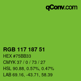 颜色代码: RGB 117 187 51 | qconv.com