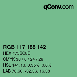 Color code: RGB 117 188 142 | qconv.com