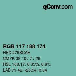 Farbcode: RGB 117 188 174 | qconv.com