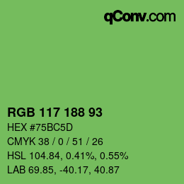 Color code: RGB 117 188 93 | qconv.com