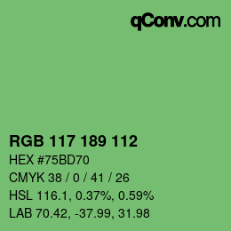 Color code: RGB 117 189 112 | qconv.com