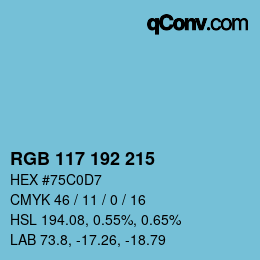 Color code: RGB 117 192 215 | qconv.com