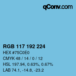 Color code: RGB 117 192 224 | qconv.com