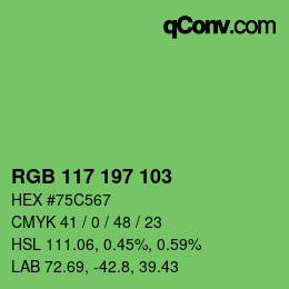 Color code: RGB 117 197 103 | qconv.com