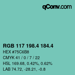 カラーコード: RGB 117 198.4 184.4 | qconv.com