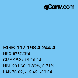 カラーコード: RGB 117 198.4 244.4 | qconv.com