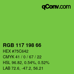 Color code: RGB 117 198 66 | qconv.com