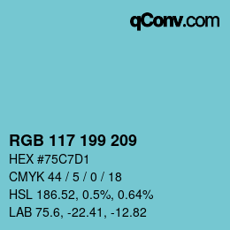 Color code: RGB 117 199 209 | qconv.com
