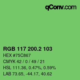 カラーコード: RGB 117 200.2 103 | qconv.com