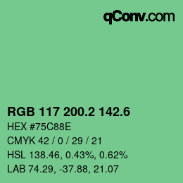 カラーコード: RGB 117 200.2 142.6 | qconv.com