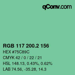 カラーコード: RGB 117 200.2 156 | qconv.com