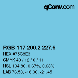 カラーコード: RGB 117 200.2 227.6 | qconv.com