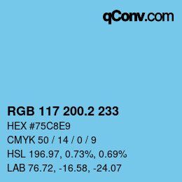 カラーコード: RGB 117 200.2 233 | qconv.com